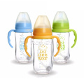 OEM new infant funny custom print 240ml glass baby feeder formula bottles , baby glass feed drink bottle feeding